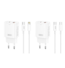 МЗП XO L130 (EU) PD30W/QC18W (1USB-C+1USB-A) Fast charging with TYPE-C cable Білий mag-6920680854226140381