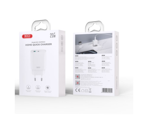 МЗП XO CE29 20W 1USB-A+1USB-C Fast Charger Білий mag-692068085898960186
