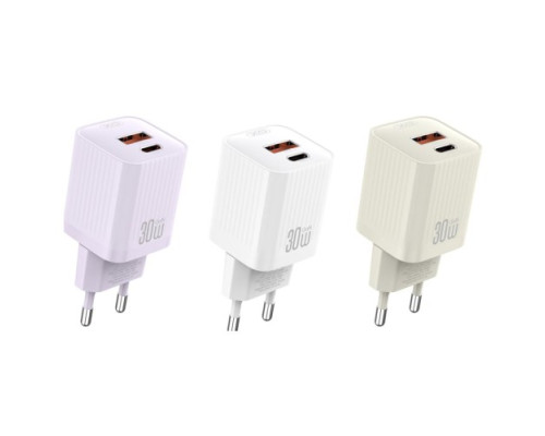 МЗП XO L149(EU) PD30W 1USB-A+1USB-C Charger Бузковий mag-6920680860111140418