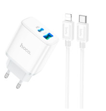 МЗП HOCO C105A Stage 1USB-C/1USB-A/PD20W/QC3.0/3A/C-to-iP Cable White mag-6931474782939143482