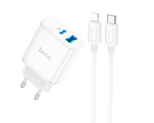 МЗП HOCO C105A Stage 1USB-C/1USB-A/PD20W/QC3.0/3A/C-to-iP Cable White mag-6931474782939143482