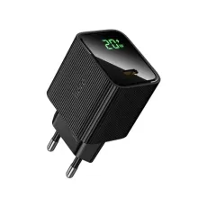 МЗП HOCO CS82A Excellent single port PD20W charger with digital display(EU) Black mag-6942007664493153034