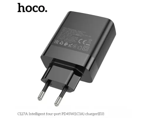 МЗП HOCO C127A Intelligent four-port PD45W(1C3A) Black mag-6942007607926144012