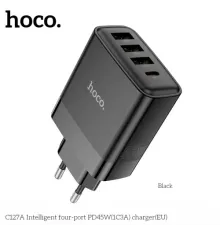 МЗП HOCO C127A Intelligent four-port PD45W(1C3A) Black mag-6942007607926144012