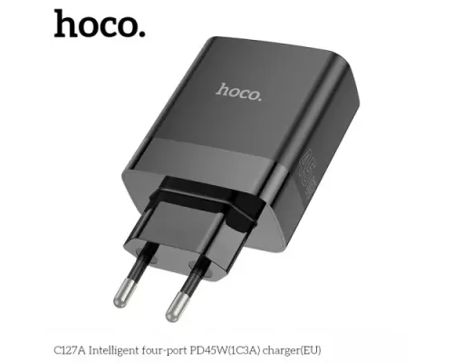 МЗП HOCO C127A Intelligent four-port PD45W(1C3A) Black mag-6942007607926144012