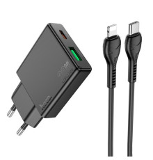 МЗП HOCO N38 Delgado dual port PD20W+QC3.0 charger set(C to iP) Black mag-6942007610117131816