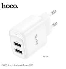МЗП HOCO C141A Smart dual-port charger(EU) 5V/2.1A White mag-6942007627856152119
