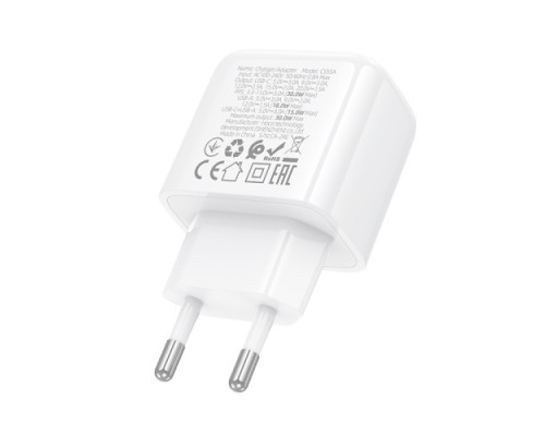 МЗП HOCO CS55A Surplus PD30W+QC3.0 charger White mag-6942007631549142586