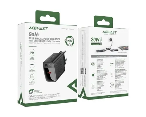 МЗП ACEFAST A82 PD20W GaN (USB-C) Cable Type-C to Type-C 1,2m Black mag-6974316280057153263