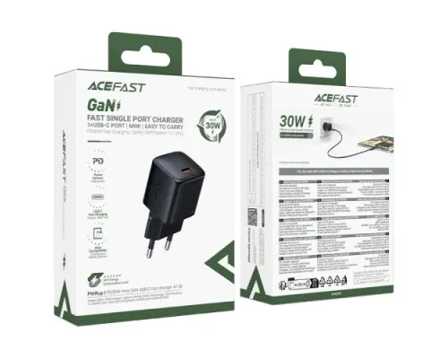 МЗП ACEFAST A118 PD30W mini GaN (USB-C) charger Black mag-6974316284994153332