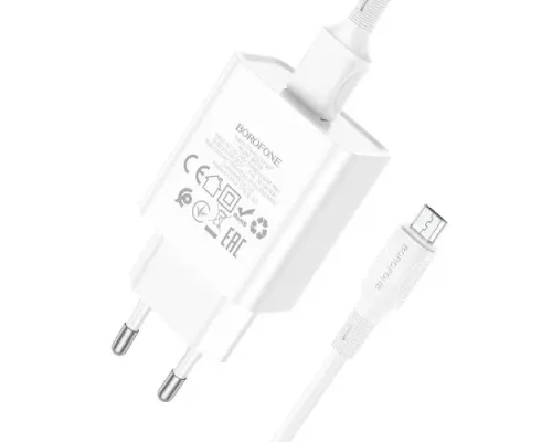 МЗП BOROFONE BA74A Aspirer 1USB/2.1A + Cable Micro бiлий mag-6974443388664146066
