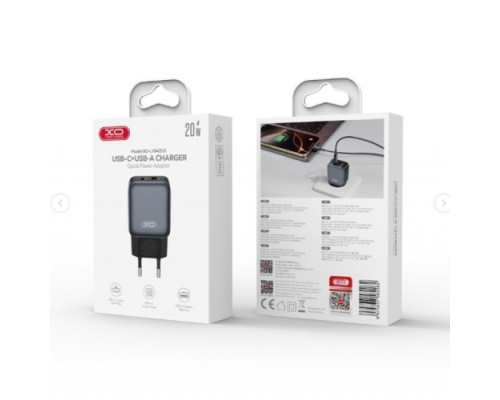 МЗП XO L154(EU) PD20W/QC18W(1A1C) fast charger Чорний mag-6975837582262140445