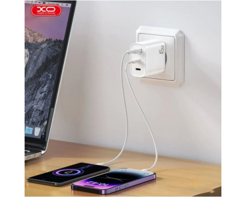 МЗП XO L117 (EU) PD45W/QC18W (2USB-C+1USB-A) fast charging charger with TYPE-C cable Білий mag-692068084392319215