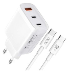 МЗП XO L117 (EU) PD45W/QC18W (2USB-C+1USB-A) fast charging charger with TYPE-C cable Білий mag-692068084392319215