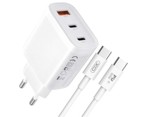 МЗП XO L117 (EU) PD45W/QC18W (2USB-C+1USB-A) fast charging charger with TYPE-C cable Білий mag-692068084392319215