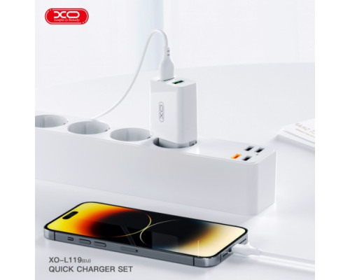 МЗП XO L119 (EU) dual USB-A QC18W fast charging charger Білий mag-692068084418060115