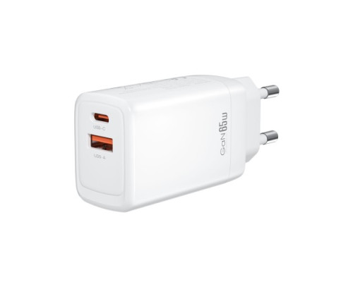 МЗП XO CE17 (EU)65W gallium nitride fast charging (1USB-C 65W/1USB-A18W) Білий mag-692068084934560140