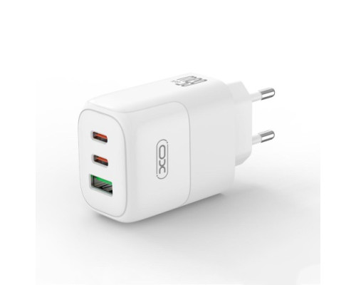МЗП XO L139 (EU) 65W GaN nitride (1USB-A 45W+2USB-C 65W) fast charging білий mag-6920680855452140382