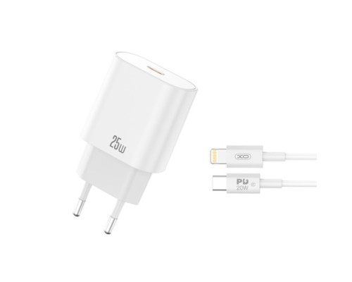 МЗП XO CE25 PD25W USB-C Fast Charger with Lightning cable Білий mag-692068085613860165