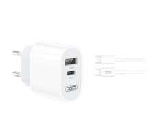 МЗП XO L97 A+C dual port Home charger with Type-c cable Білий mag-692068082951457206