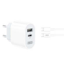 МЗП XO L97 A+C dual port Home charger with Type-c cable Білий mag-692068082951457206