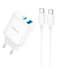 МЗП HOCO C105A Stage 1USB-C/1USB-A/PD20W/QC3.0/3A/C-to-C Cable White mag-6931474782922144000