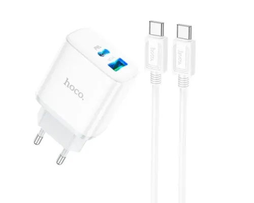 МЗП HOCO C105A Stage 1USB-C/1USB-A/PD20W/QC3.0/3A/C-to-C Cable White mag-6931474782922144000