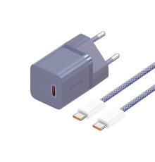 МЗП Baseus GaN5 Fast Charger(mini) 1C 30W EU Cable Type-C to Type-C 1m Purple P10110902523-00 mag-6932172654436135319