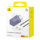 МЗП Baseus GaN5 Fast Charger(mini) 1C 30W EU Cable Type-C to Type-C 1m Purple P10110902523-00 mag-6932172654436135319