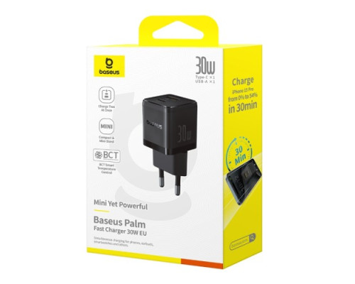 МЗП Baseus Palm Type-C+USB 30W Black P1011160A113-00 mag-6932172672478129010