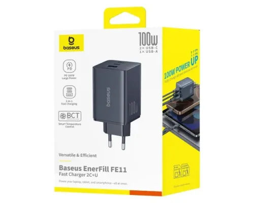 МЗП Baseus EnerFill FE11 Fast Charger 2C+U 100W EU Black P10182102123-00 mag-6932172690632147489
