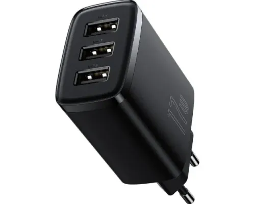 МЗП Baseus Compact Charger 3-USB 17W EU Black CCXJ020101 mag-6932172606961145674