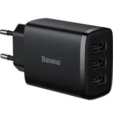 МЗП Baseus Compact Charger 3-USB 17W EU Black CCXJ020101 mag-6932172606961145674