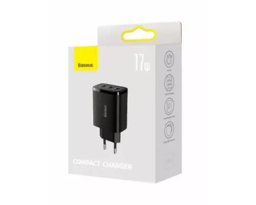 МЗП Baseus Compact Charger 3-USB 17W EU Black CCXJ020101 mag-6932172606961145674