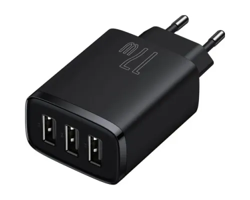 МЗП Baseus Compact Charger 3-USB 17W EU Black CCXJ020101 mag-6932172606961145674