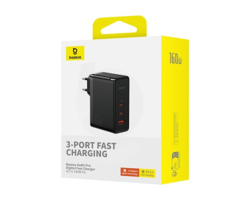 МЗП Baseus GaN5 Pro 2C+U 160W Cable Type-C to Type-C 240W(48V/5A) Black P10110825113-00 mag-6932172635046132566
