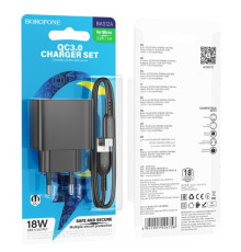 МЗП BOROFONE BAS12A Erudite single port 18W/QC3.0/1USB + Micro чорний mag-6941991104756137602