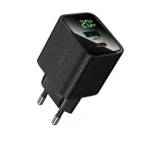 МЗП HOCO CS83A Excellent PD20W+QC3.0 charger with digital display(EU) Black mag-6942007664523153035
