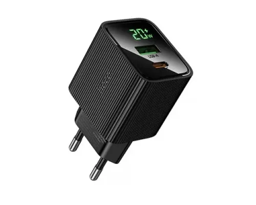 МЗП HOCO CS83A Excellent PD20W+QC3.0 charger with digital display(EU) Black mag-6942007664523153035