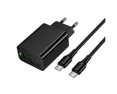 МЗП HOCO CS95A Leader PD30W+QC3.0 charger set(C to C)(EU) black mag-6942007671156153110