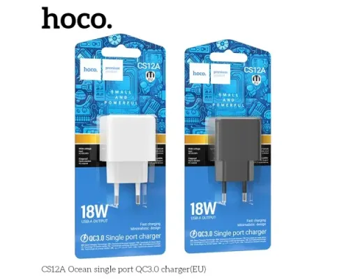 МЗП HOCO CS12A Ocean single port QC3.0 charger Black mag-6942007603683153245