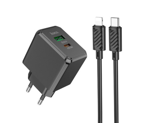МЗП HOCO CS14A Ocean PD20W+QC3.0 charger set(C to iP) Black mag-6942007603904142597