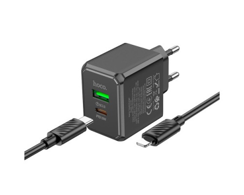 МЗП HOCO CS14A Ocean PD20W+QC3.0 charger set(C to iP) Black mag-6942007603904142597