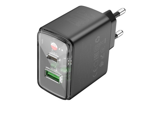 МЗП HOCO CS42A Smart PD30W+QC3.0 charger Black mag-6942007620765143485