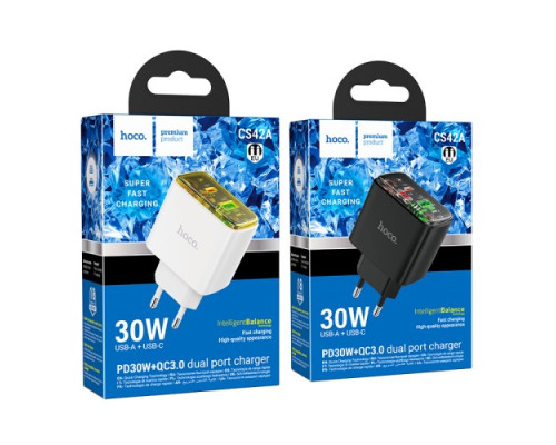 МЗП HOCO CS42A Smart PD30W+QC3.0 charger Black mag-6942007620765143485