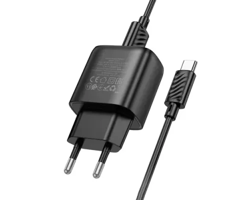 МЗП HOCO C140A Smart single port QC3.0 charger set 18W (QC/FCP/AFC) + Type-C Cable Black mag-6942007627825153863