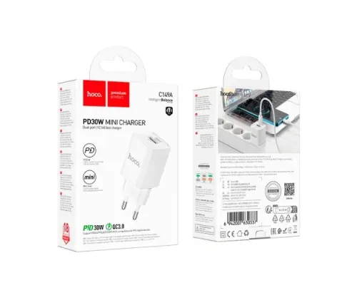МЗП HOCO C149A Charm PD30W+QC3.0 charger White mag-6942007630337152120