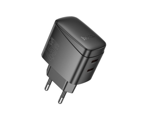 МЗП HOCO CS62A Bright PD45W(2C) charger Black mag-6942007638456139072