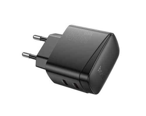 МЗП HOCO CS62A Bright PD45W(2C) charger Black mag-6942007638456139072