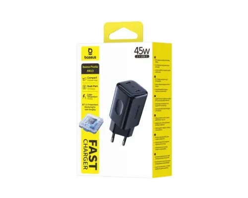 МЗП Baseus PicoGo AN13 Fast Charger 2C 45W Black E0121F00 mag-6953156211681152057